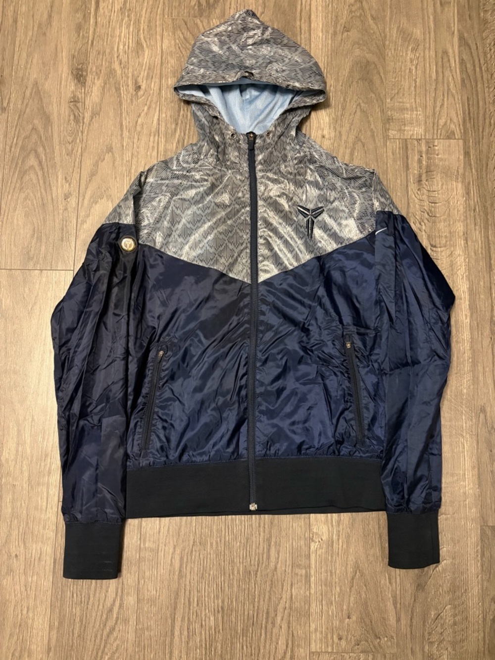 Kobe Bryant Men’s Hooded Windbreaker Jacket - Navy & Gray